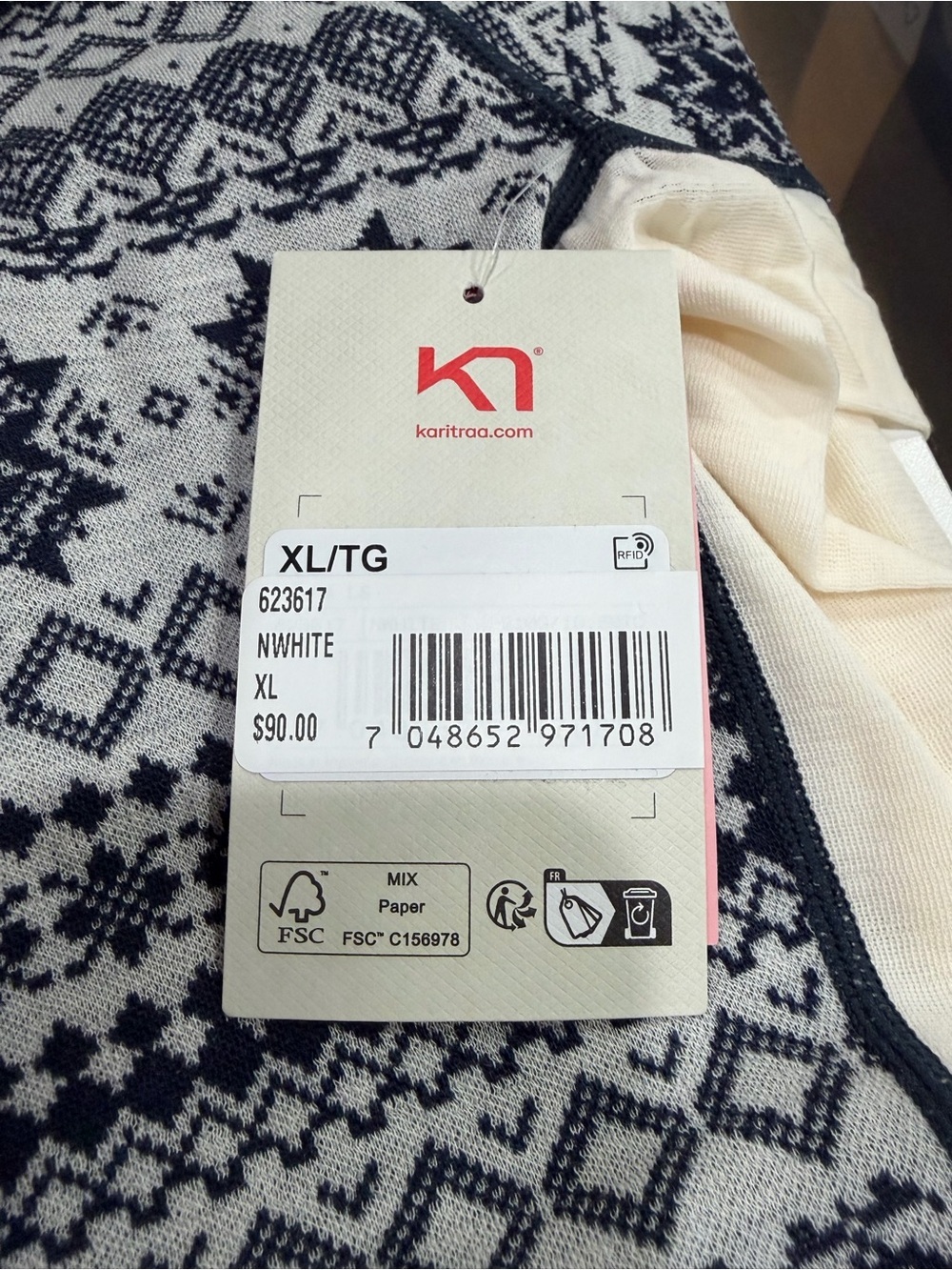 Kari Traa Women's XL Vilma Long Sleeve Performance Shirt NWT Blue White Merino - Picture 6 of 7